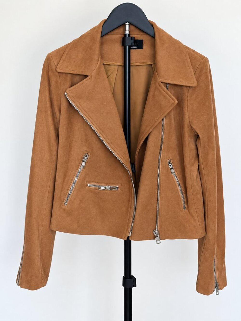 Cognac Moto Style Jacket — Size M